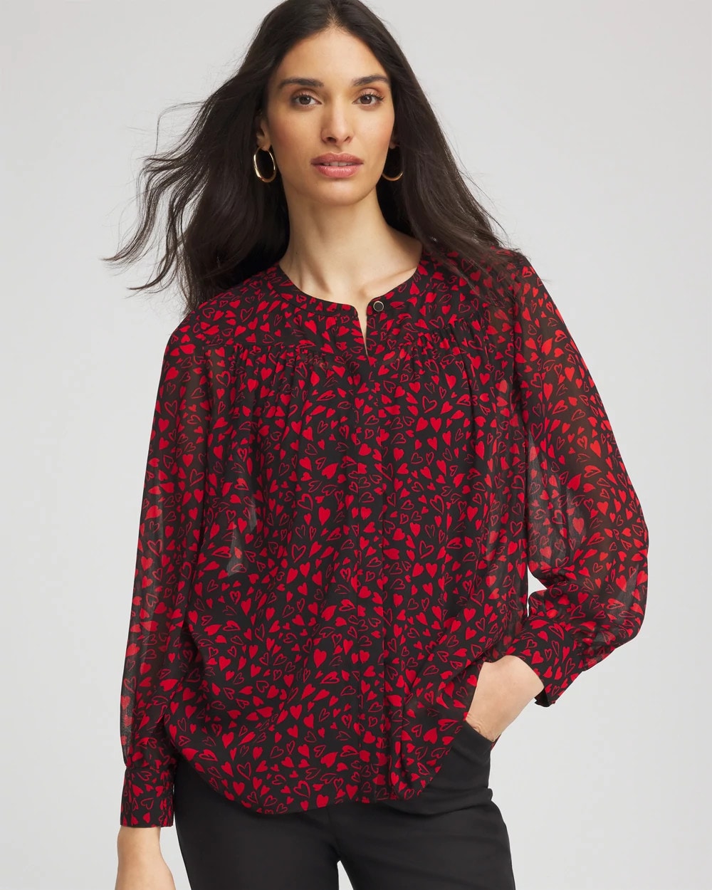 Chico's For Sale Love Letter Red Lover Girl Georgette Blouse