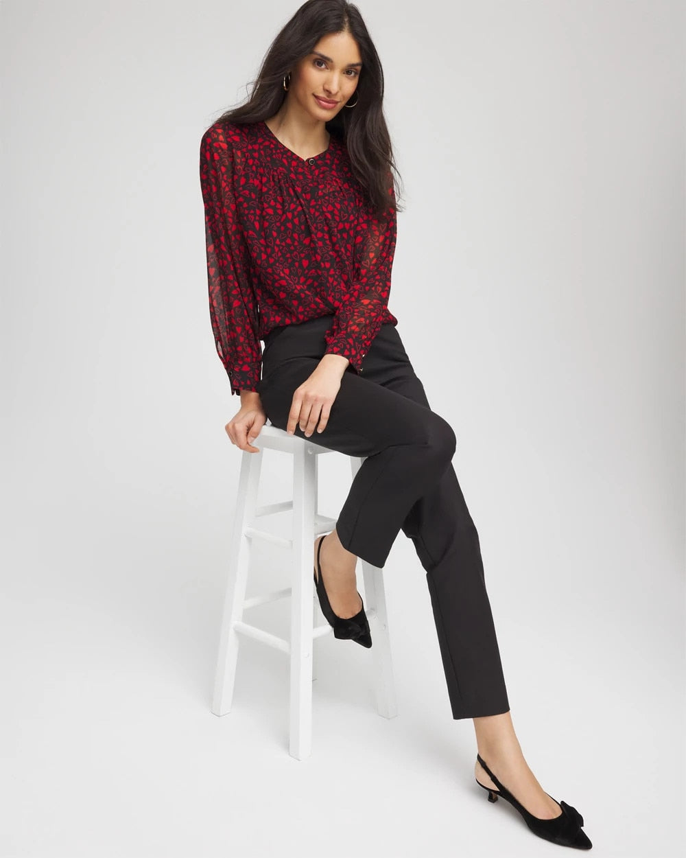 Chico's For Sale Love Letter Red Lover Girl Georgette Blouse