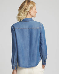 Chico's Discount Bailey Indigo Tencel™ Colorblock Classic-Fit Shirt