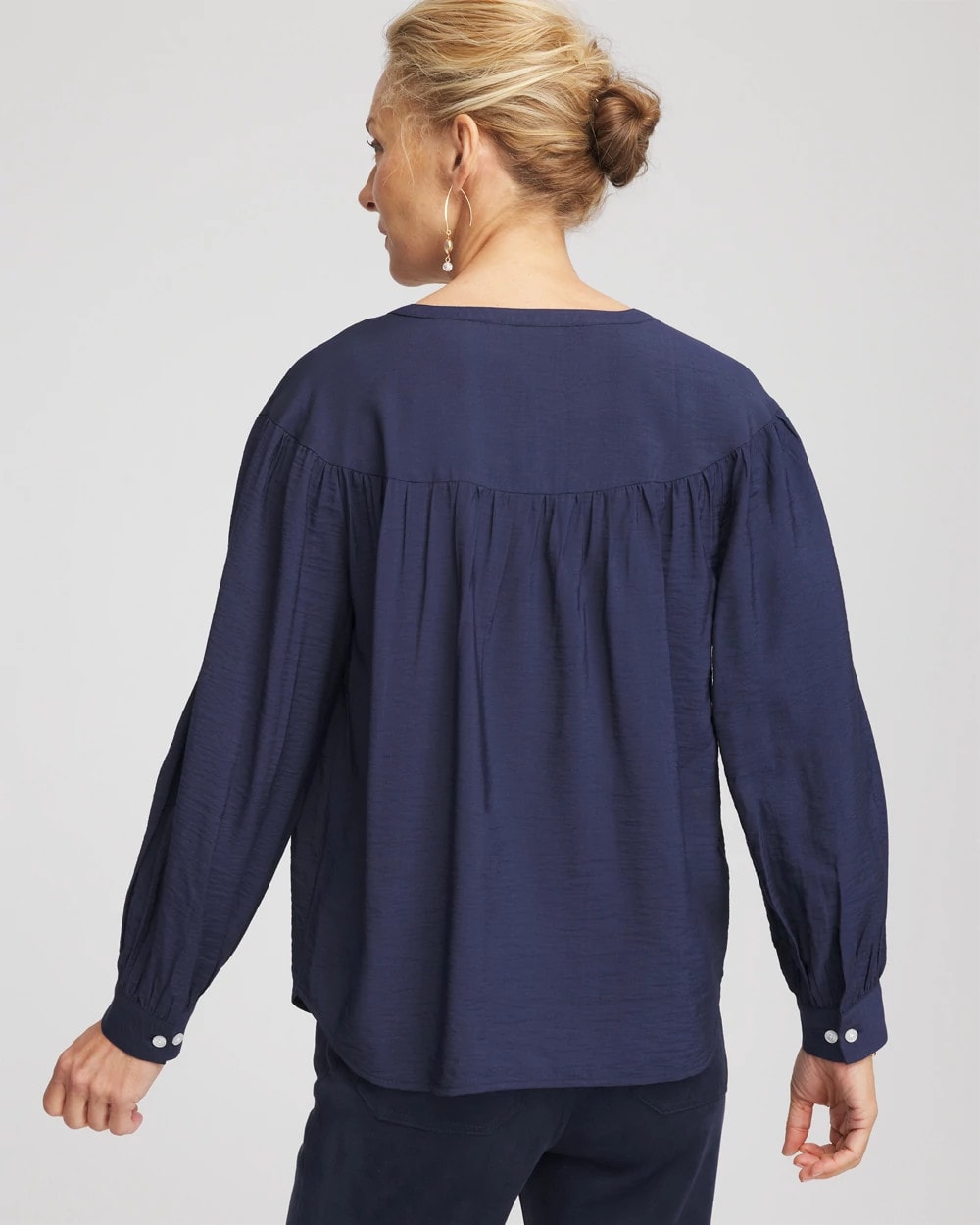 Chico's Sale Passport Blue Woven Relaxed-Fit Shirt