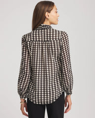 Chico's On Sale Black Clip-Dot Tie-Front Blouse