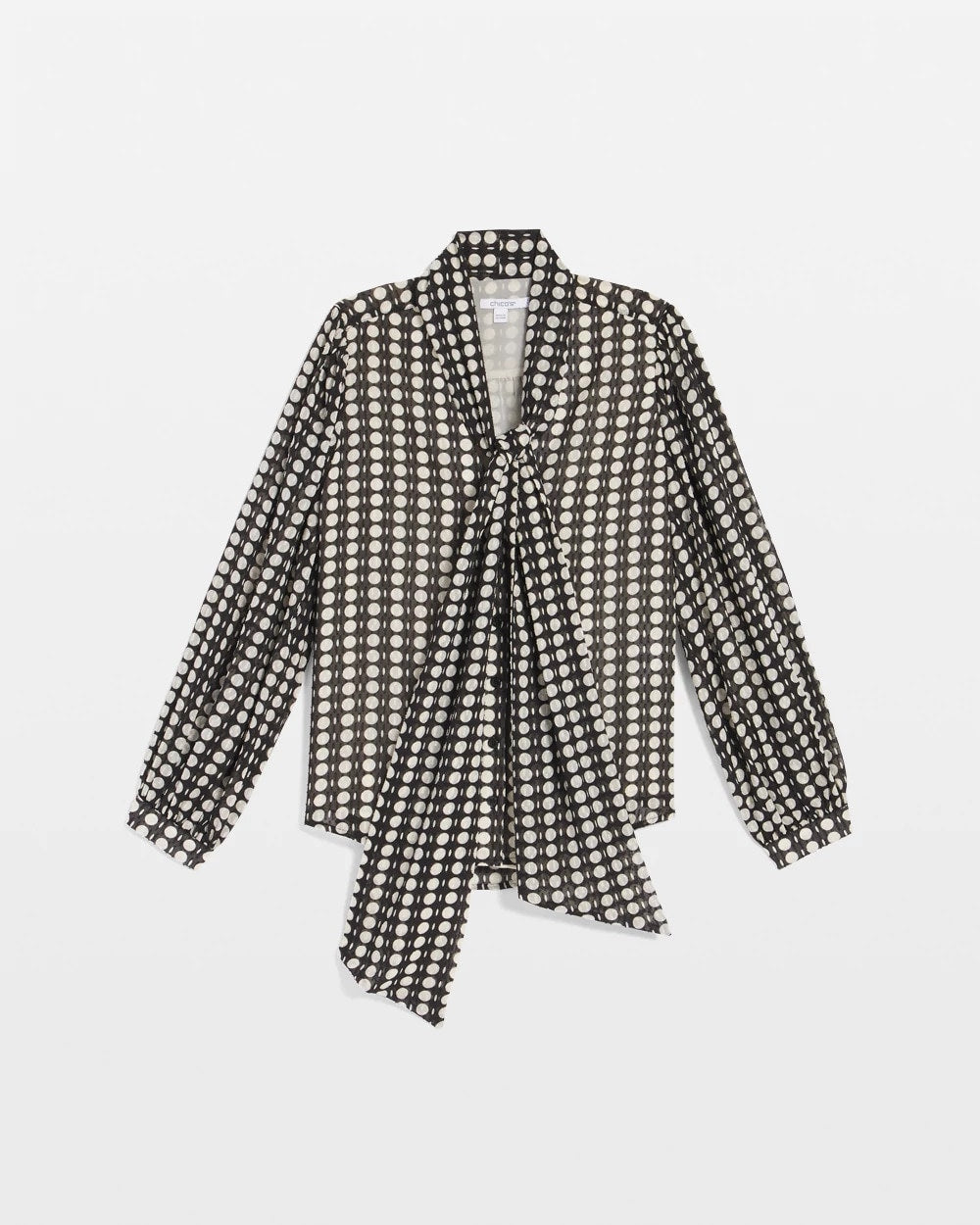 Chico's On Sale Black Clip-Dot Tie-Front Blouse