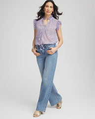 Chico's For Sale Violet Aura Cheetah Print Ruffle-Collar Blouse