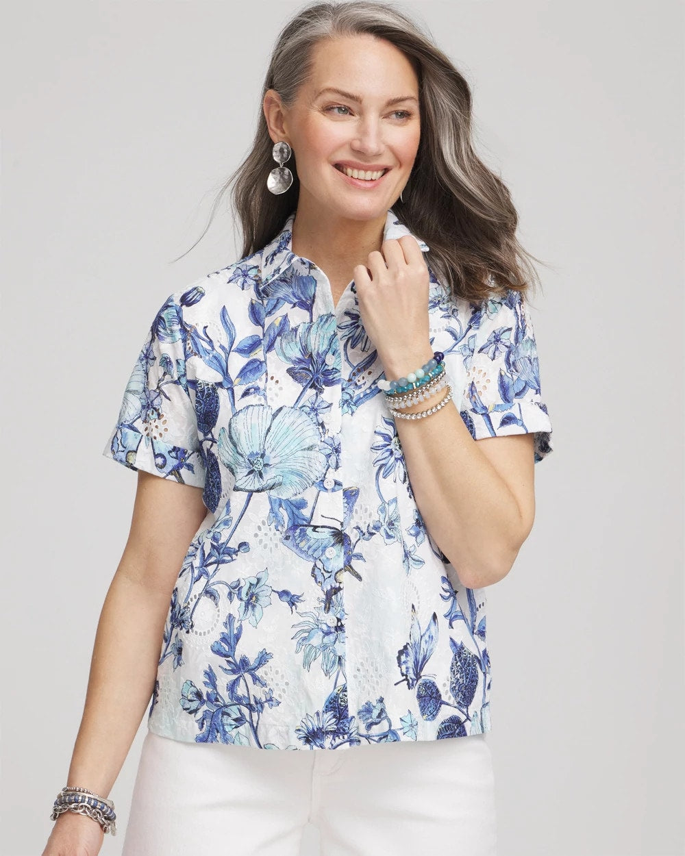 Chico's Online Lush Iris Butterfly Voile Short Sleeve Shirt