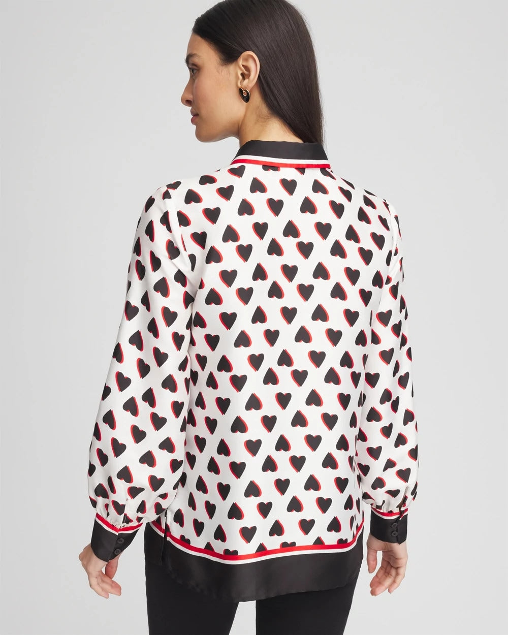 Chico's Outlet Black Classic Valentine's Day Blouse
