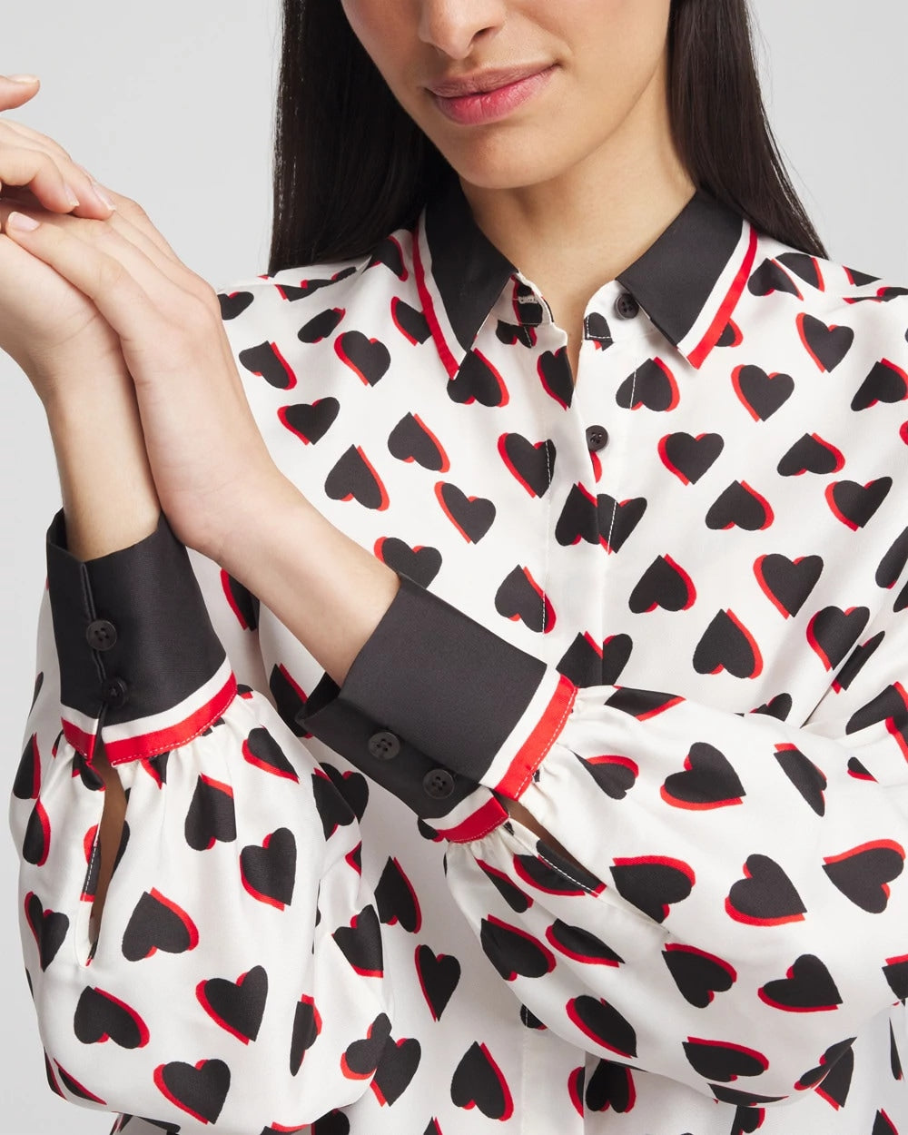 Chico's Outlet Black Classic Valentine's Day Blouse