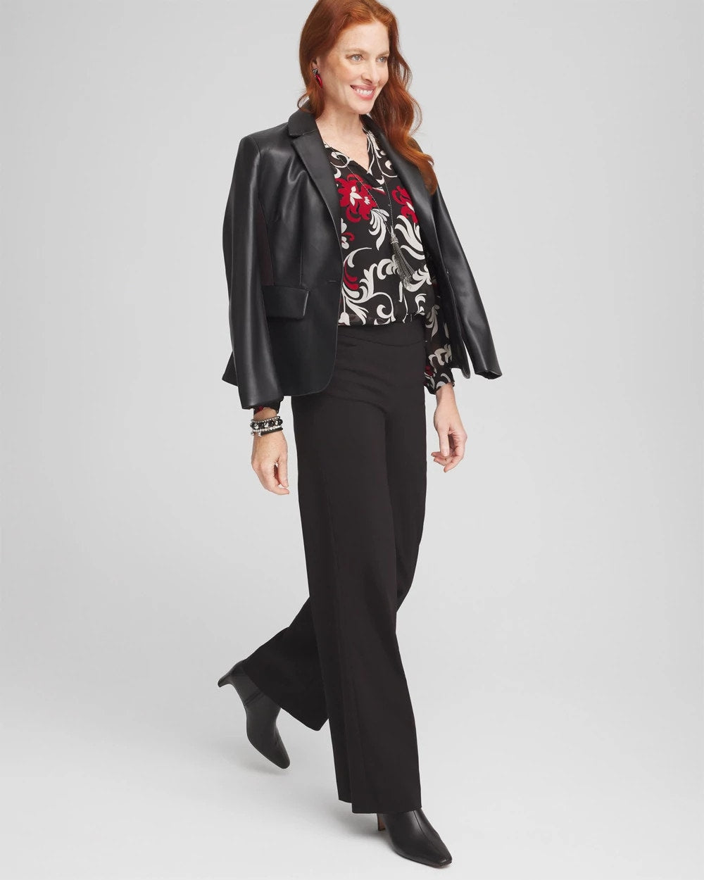 Chico's On Sale Black Crinkle Chiffon Floral Blouse