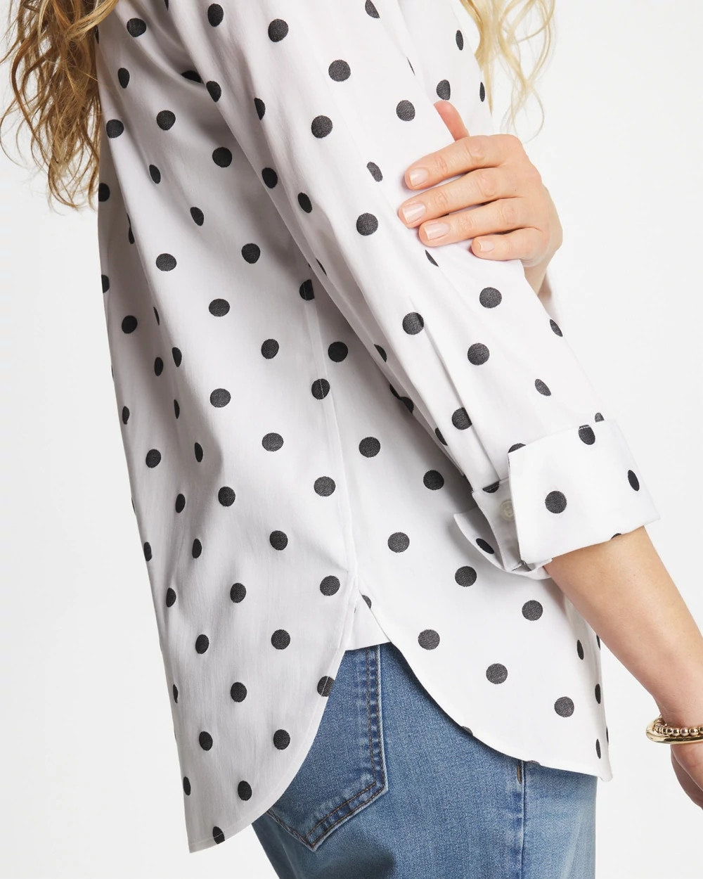 Chico's For Sale Optic White No Iron™ Stretch Perfect Dots Shirt