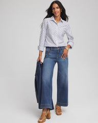 Chico's Discount Passport Blue No Iron™  Chain Connection Shirt