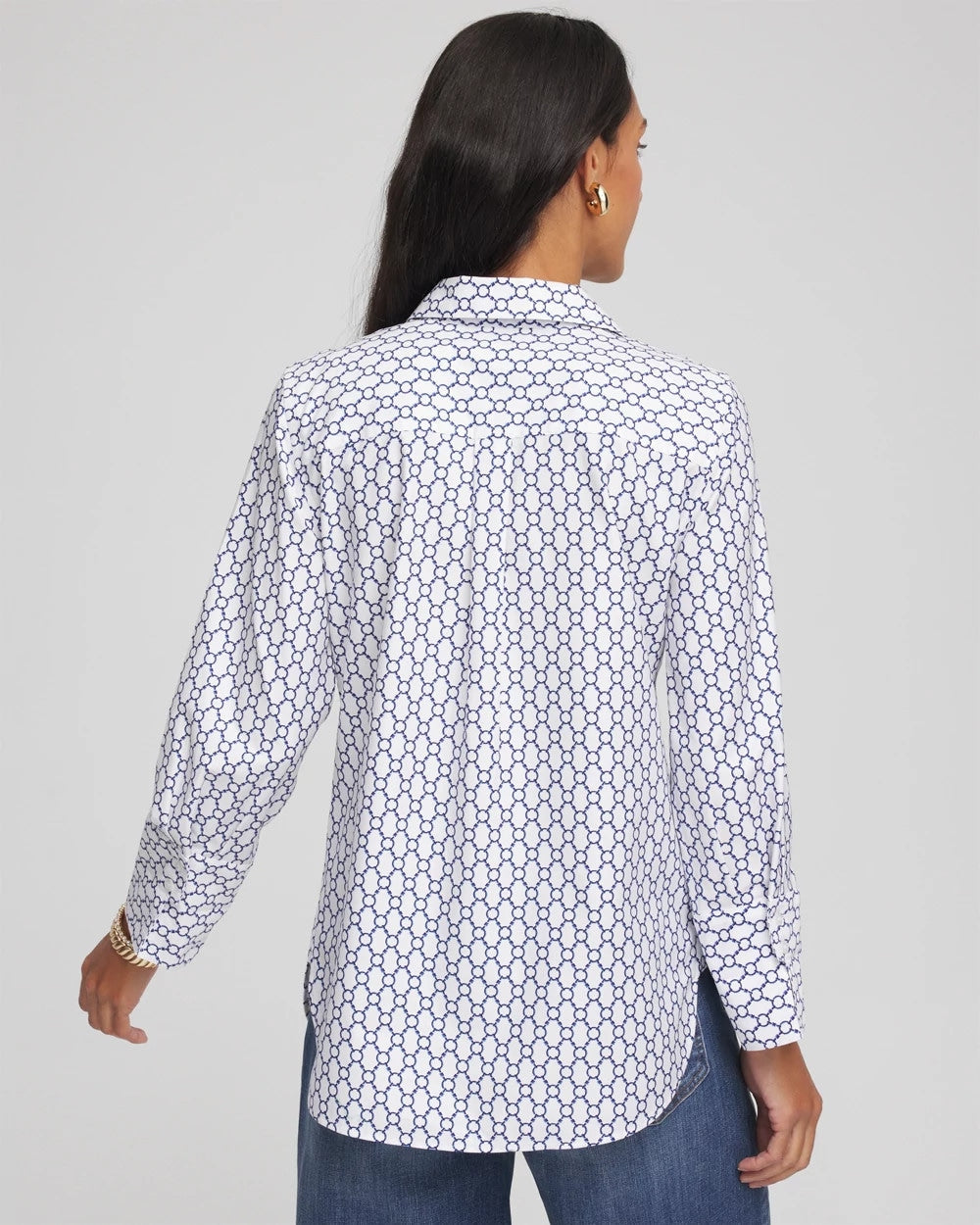 Chico's Discount Passport Blue No Iron™  Chain Connection Shirt