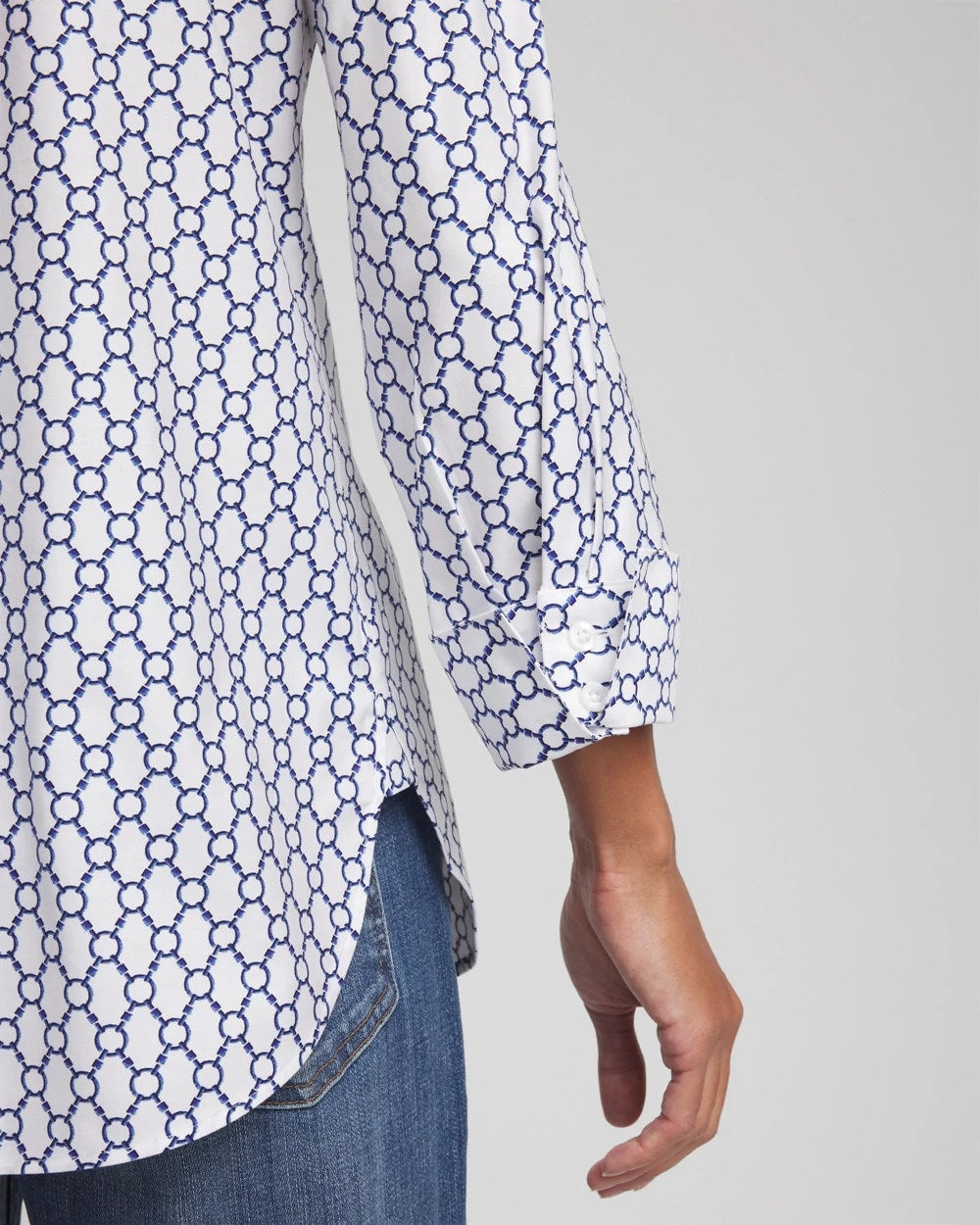 Chico's Discount Passport Blue No Iron™  Chain Connection Shirt