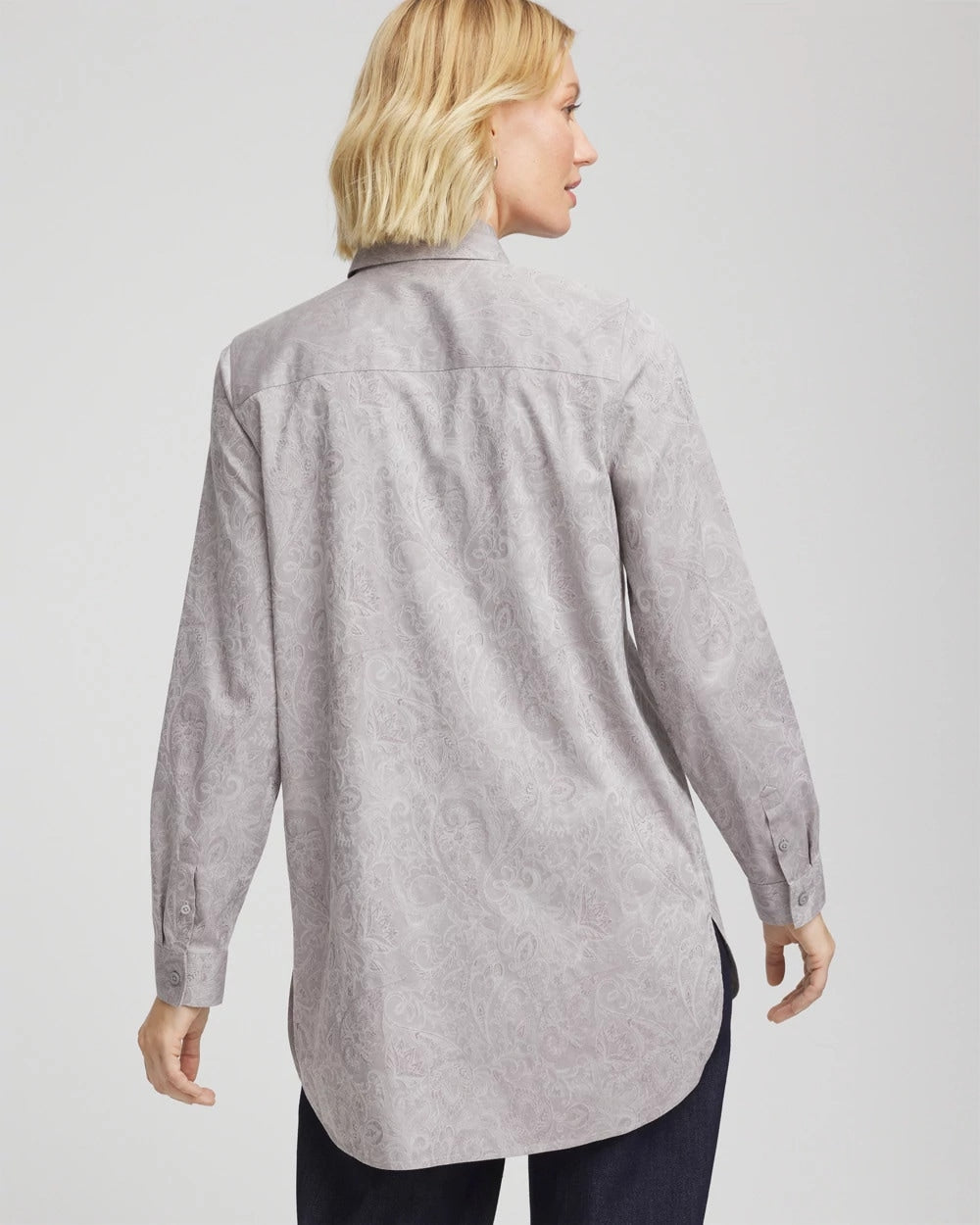 Chico's Sale Moon Shade Gray No Iron™ Lace Jacquard Stretch Tunic