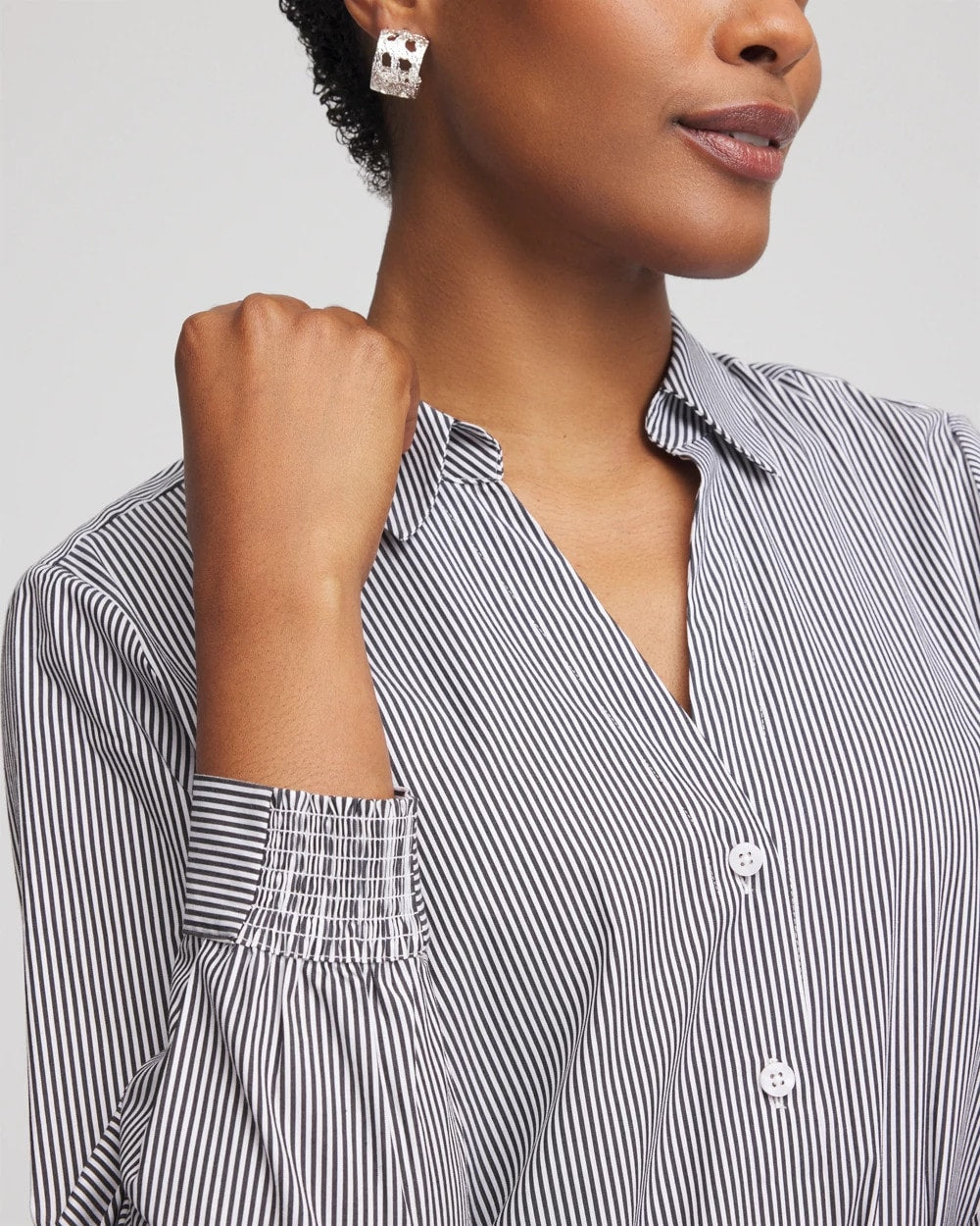 Chico's For Sale Black Poplin Stripe Shirt
