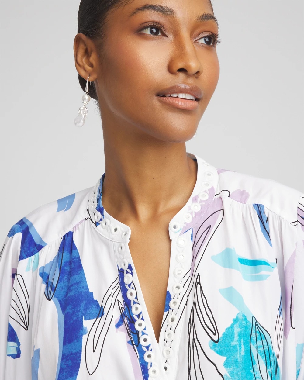 Chico's Discount Paradiso Blue Batwing Sleeve Top