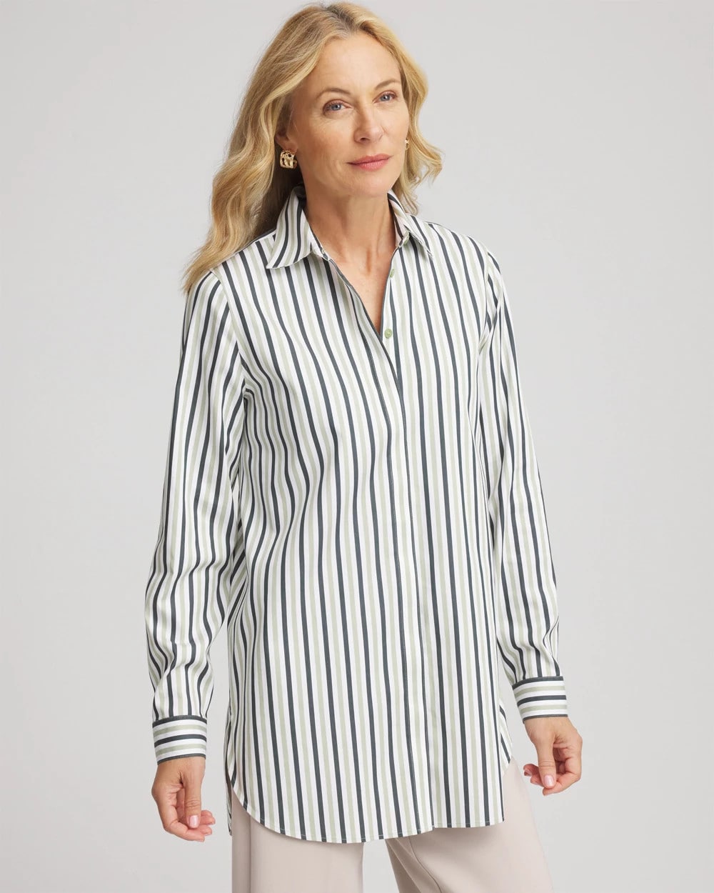 Chico's Outlet Sage Meadow No Iron™ Striped Shirt