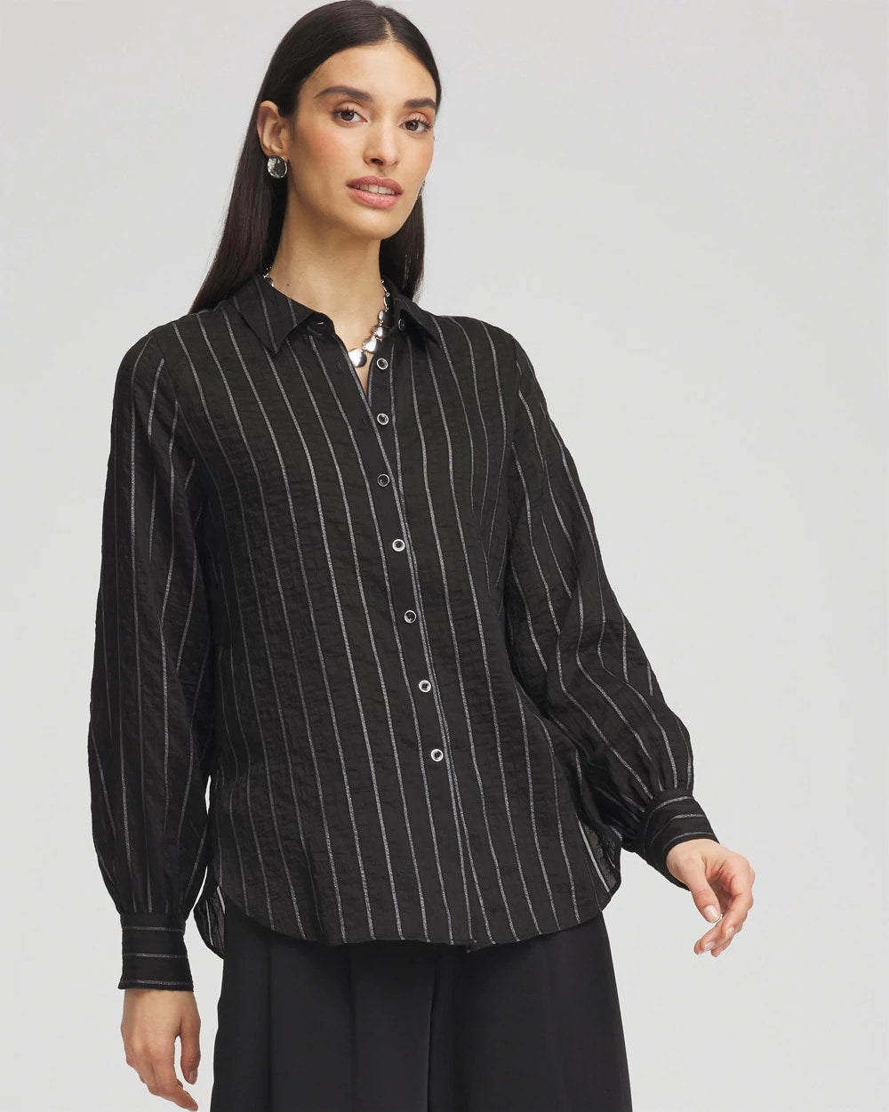 Chico's For Sale Black Classic Soft Button-front Blouse