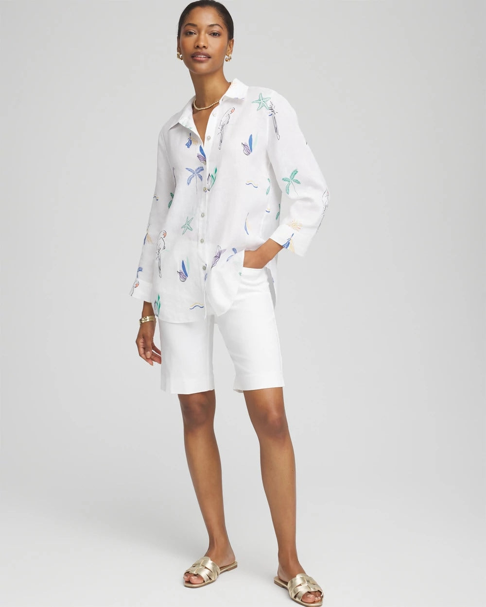Chico's Online Optic White No Iron™ Island Linen Shirt
