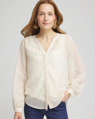 Chico's Online Ecru Chevron Blouson Sleeve Blouse