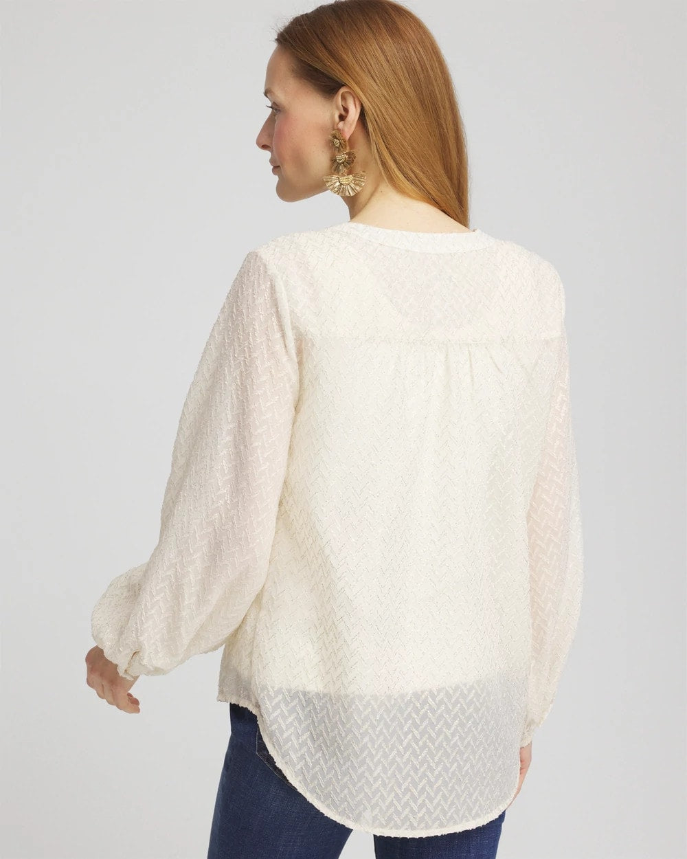 Chico's Online Ecru Chevron Blouson Sleeve Blouse