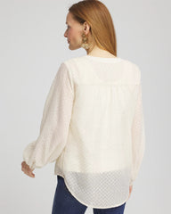 Chico's Online Ecru Chevron Blouson Sleeve Blouse
