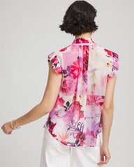 Chico's Sale Plum Shade Floral Ruffle Collar Blouse