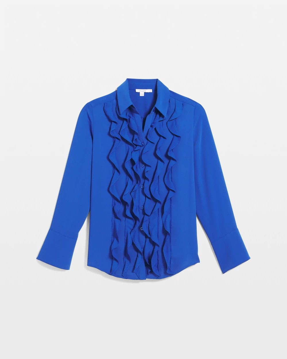 Chico's For Sale Cobalt Stone Ruffle-Trim Chiffon Blouse