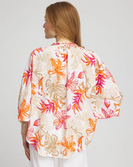 Chico's Online Crushed Berries Floral Braided Batwing Blouse