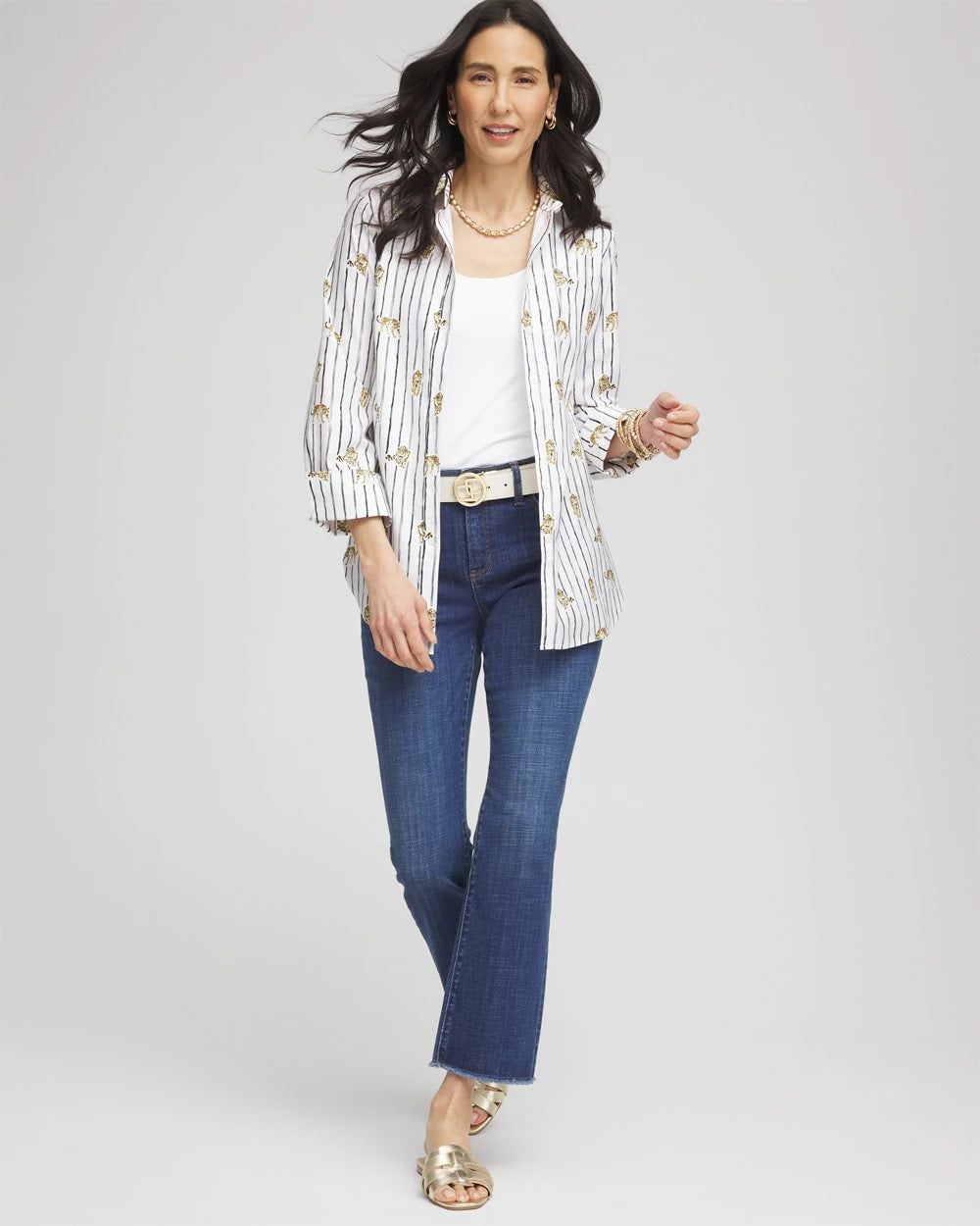 Chico's Outlet Optic White No Iron™ Leopard Graphic Shirt