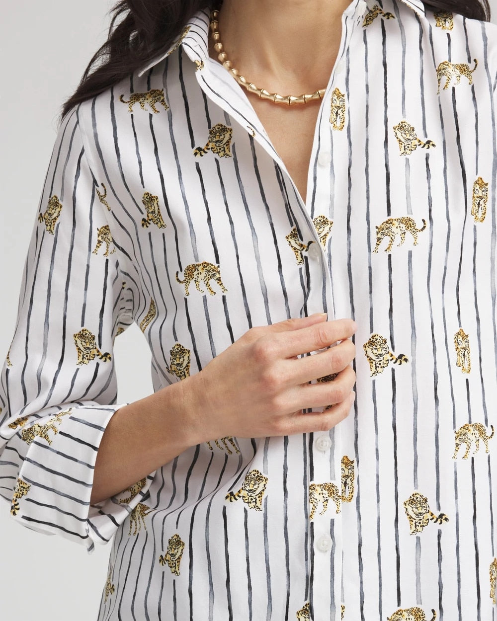 Chico's Outlet Optic White No Iron™ Leopard Graphic Shirt