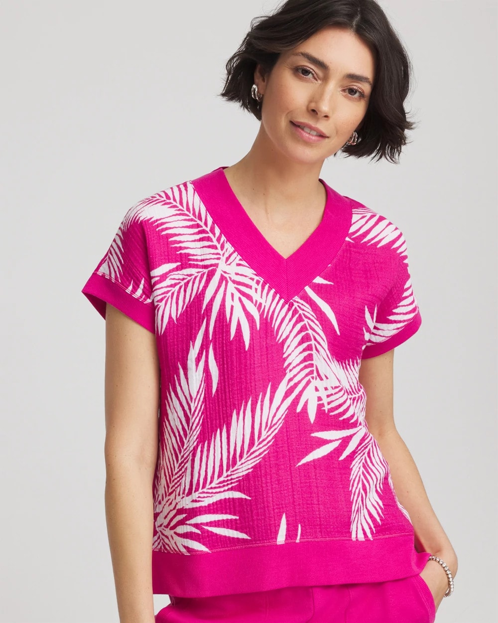 Chico's On Sale Crushed Berries Zenergy® Tropical Gauze Top