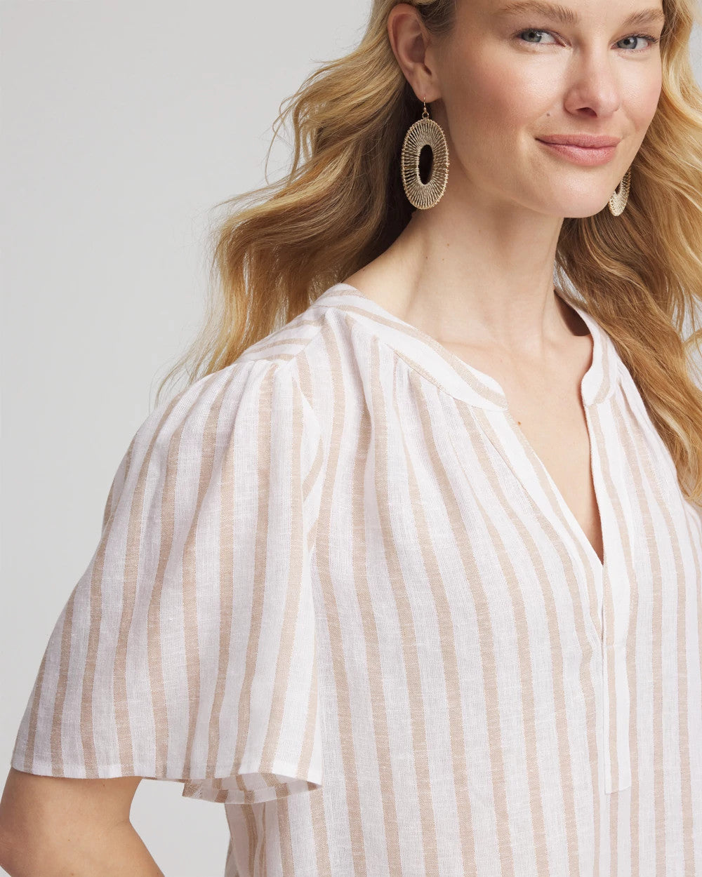Chico's For Sale Sycamore Striped Linen Popover Shirt