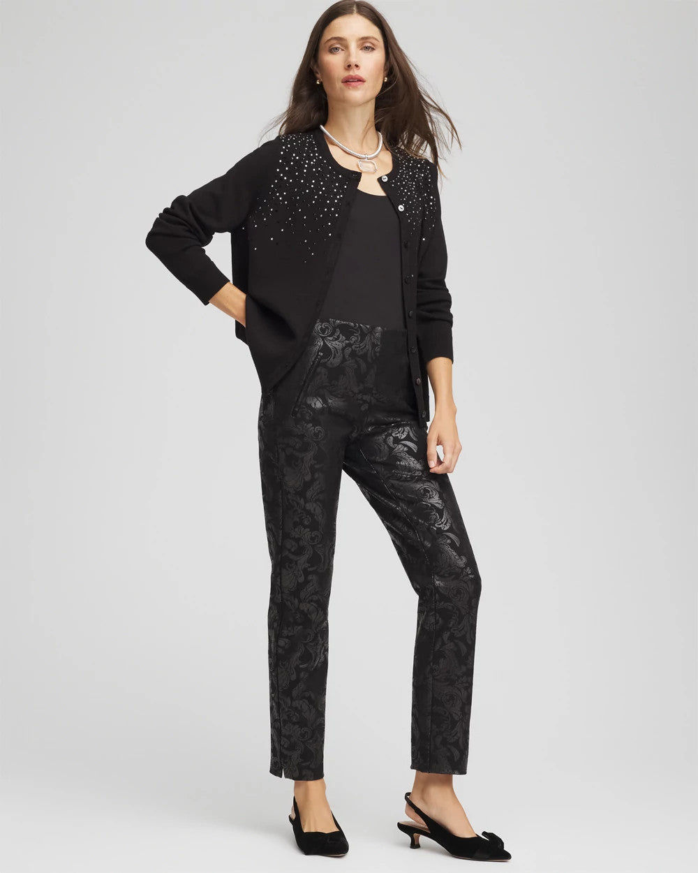 Chico's Sale Black Ombré Rhinestone Cardigan