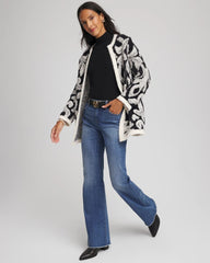 Chico's Outlet Black Abstract Fuzzy Cardigan