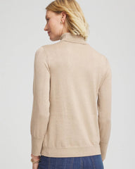 Chico's On Sale Champagne Fizz Metallic Turtleneck Pullover Sweater