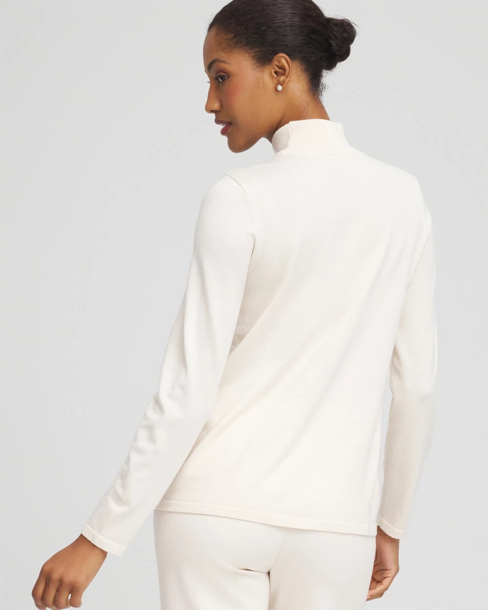 Chico's Online English Cream Ella Embellished Mockneck Sweater