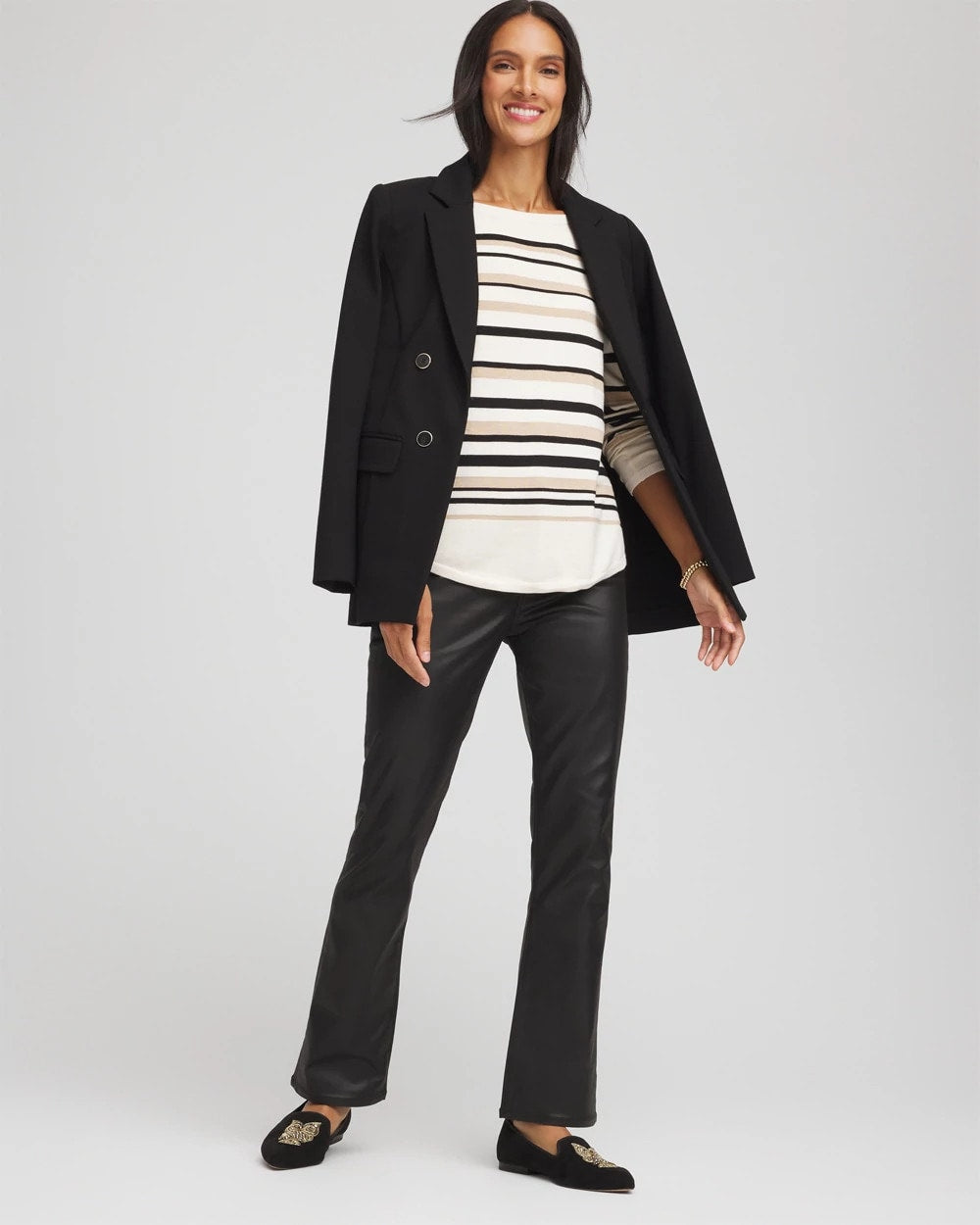 Chico's Discount English Cream Ella Stripe Boatneck Sweater