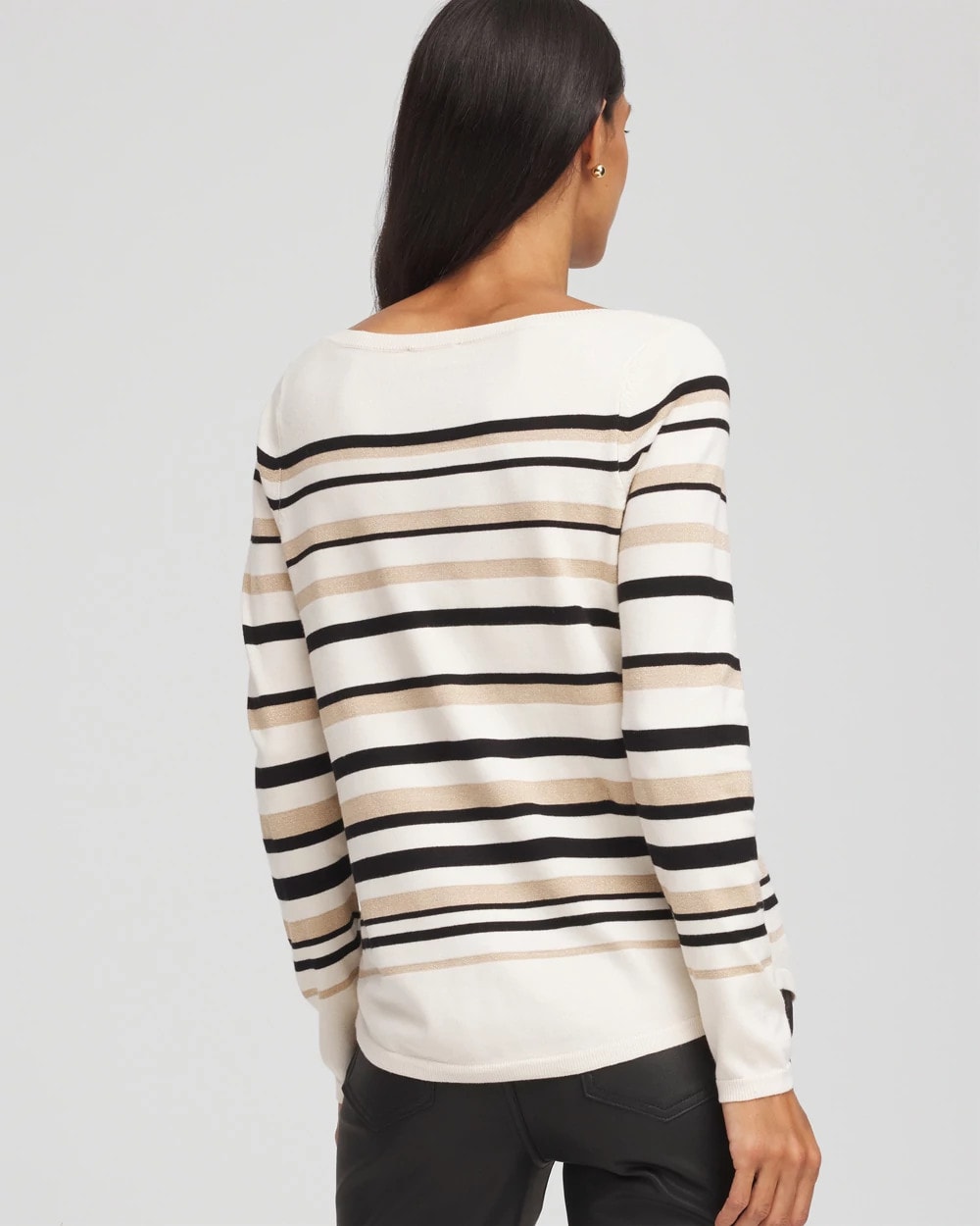 Chico's Discount English Cream Ella Stripe Boatneck Sweater
