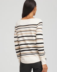 Chico's Discount English Cream Ella Stripe Boatneck Sweater