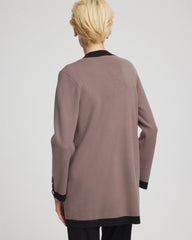 Chico's Sale Deep Taupe Travelers™ Tipped Button-Down Cardigan