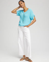 Chico's For Sale Paradiso Blue Sequin V-Neck Pullover Sweater