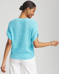 Chico's For Sale Paradiso Blue Sequin V-Neck Pullover Sweater