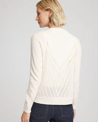 Chico's Online English Cream Cable Knit Fringed Sweater