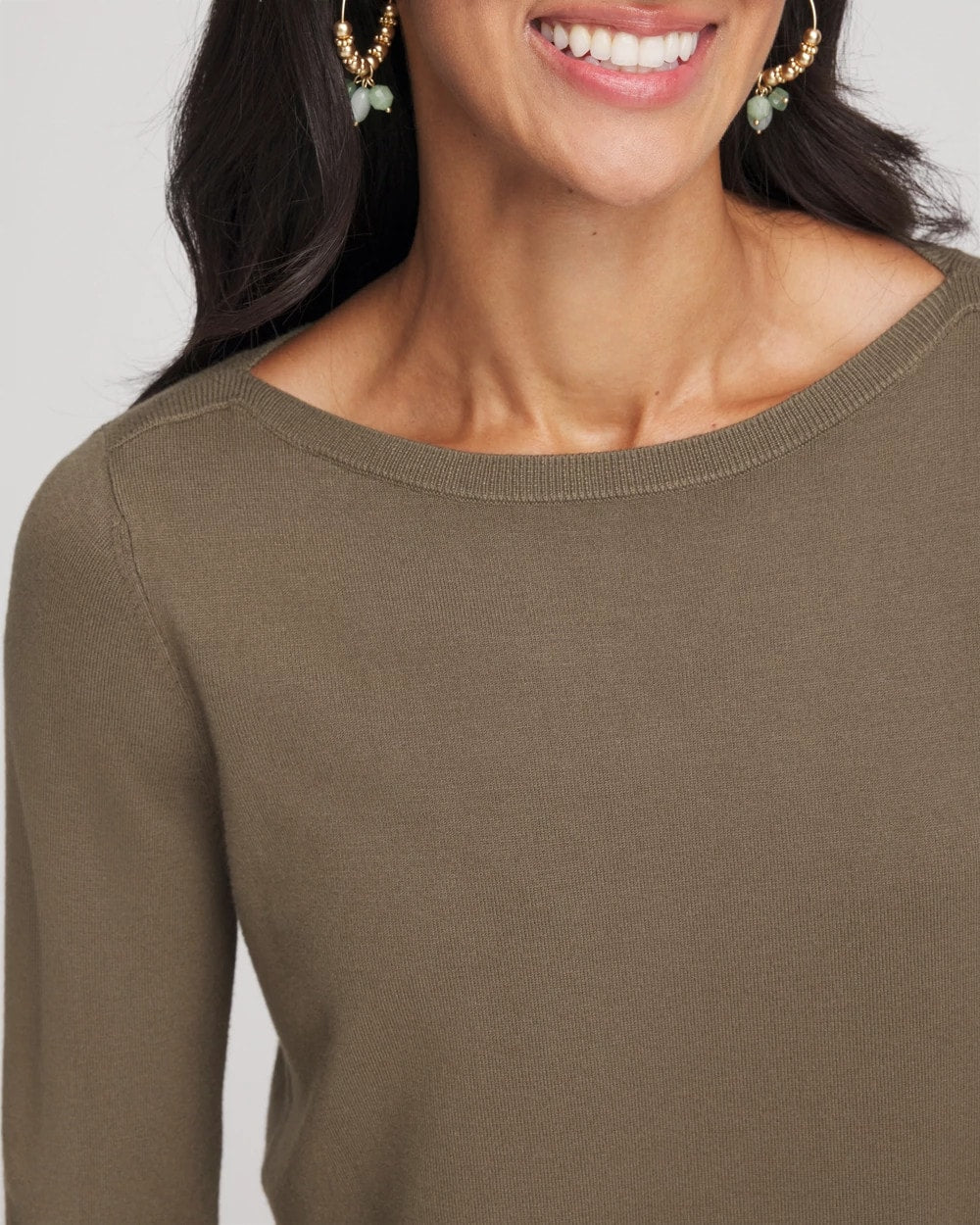 Chico's Sale Nettle Leaf Ella Bateau Pullover Sweater