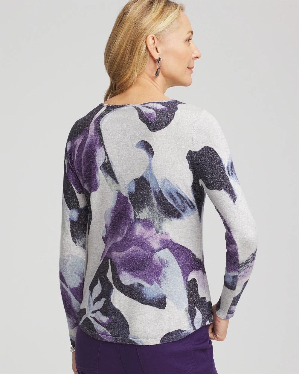 Chico's For Sale Purple Elixir Ella V-Neck Pullover Sweater