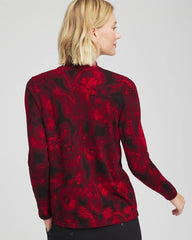 Chico's Online Carmine Red Ella Printed Mockneck Sweater