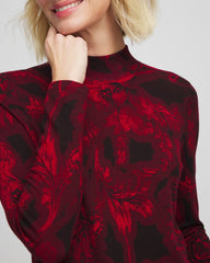 Chico's Online Carmine Red Ella Printed Mockneck Sweater