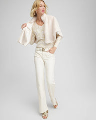Chico's Outlet English Cream Ella Foiled V-Neck Sweater