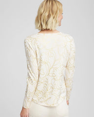 Chico's Outlet English Cream Ella Foiled V-Neck Sweater