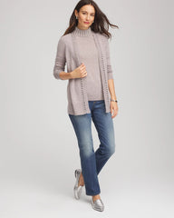 Chico's On Sale Taupe Heather Cashmere Pearl Mockneck Sweater
