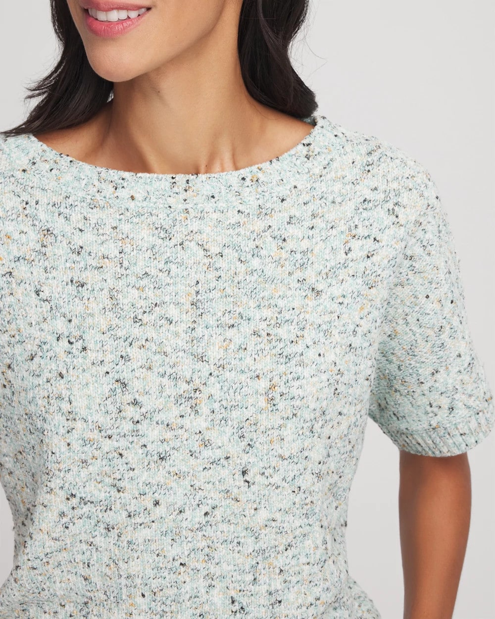 Chico's Outlet Blue Menthe Textured Dolman Pullover Sweater